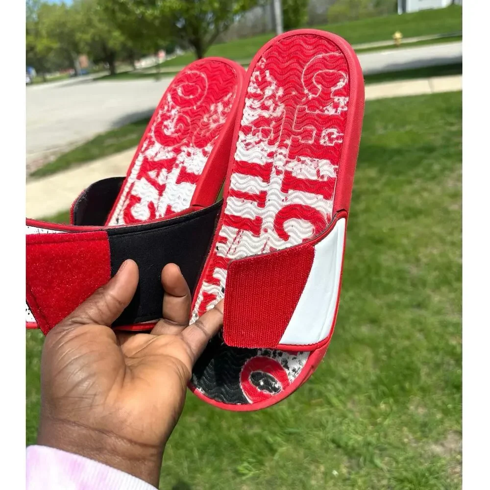 Chicago Bulls Team Pattern Gel‎ Slide Sandals Men’s Size 9/10 Red